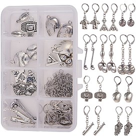 SUNNYCLUE DIY Earring Making, with Zinc Alloy Pendants and Brass Earring Hooks, Mixed Shapes