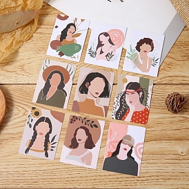 Cartes d'affichage de bijoux de papier, pour boucle d'oreille, rectangle avec motif femme