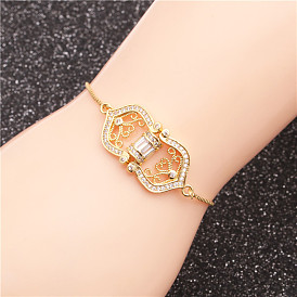 Adjustable Women's Bracelet with Micro-Inlaid Zircon, Trendy European and American Jewelry