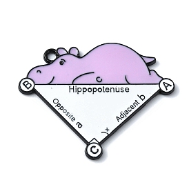 Colgantes de la aleación del esmalte, Charm hipopótamo con palabra hipopotenusa, negro