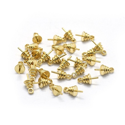 Brass Cup Pearl Peg Bails Pin Pendants, For Half Drilled Beads