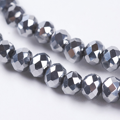 Electroplate Glass Beads Strand, AB Color Plated, Faceted, Rondelle, 4.5x3.5mm, Hole: 1mm