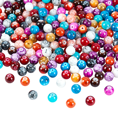 300Pcs 15 Colors Baking Paint Glass Round Bead