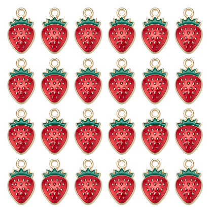 100 шт. Подвески из сплава эмали, клубничное очарование, золотые