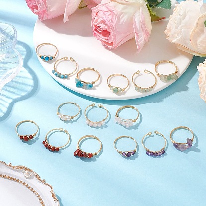3шт. кольцо из натурального драгоценного камня, женское кольцо из медной проволоки