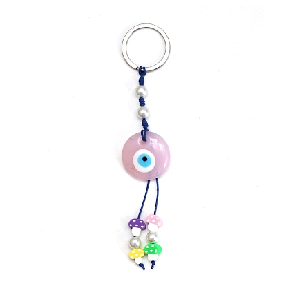Mushroom Keychain, Evil Eyes Lampwork Pendant Decoration