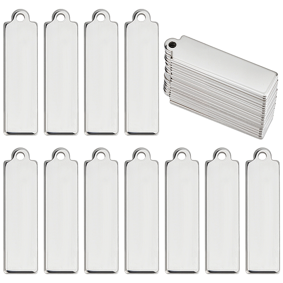 40 шт. 201 подвески из нержавеющей стали, штамповка пустой метки, прямоугольный шарм