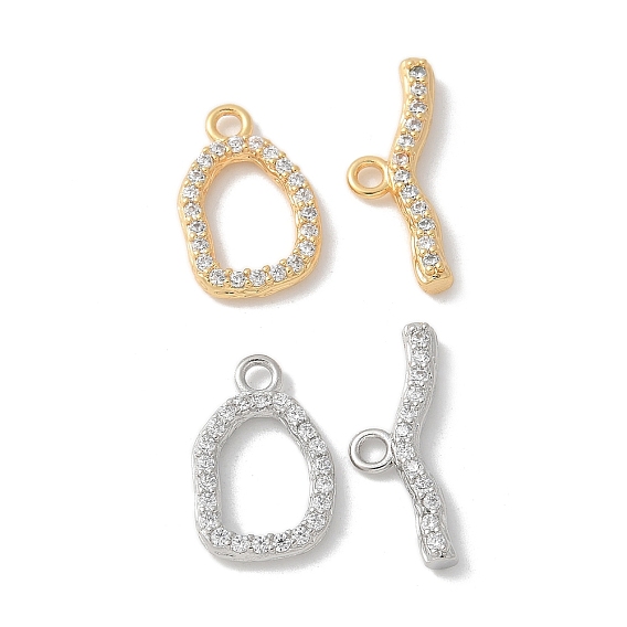 Латунные застежки-тоггл из прозрачного кубического циркония