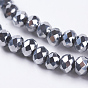 Electroplate Glass Beads Strand, AB Color Plated, Faceted, Rondelle, 4.5x3.5mm, Hole: 1mm