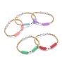 Cadeaux du jour de mère, bracelets élastiques, avec des perles heishi en pâte polymère, perles acryliques initiales et perles en laiton plaqué or, mot maman