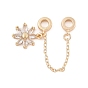 Стойка покрытие цветок латунь прозрачный кубический цирконий европейские защитные цепи, для изготовления европейских браслетов, долговечный, без свинца и без кадмия