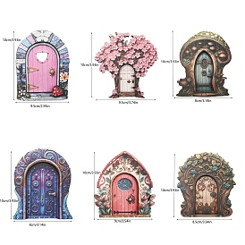 Wood Door Display Decorations, Miniature Fairy Door for Tree, for Home, Garden Decorations, Door