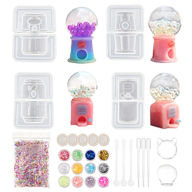 Olycraft DIY Epoxy Resin Crafts, Including Silicone Molds, Glass Beads, Disposable Latex Finger Cots, Plastic Stirring Rods, Disposable Plastic Transfer Pipettes and Nail Art Glitter Paillette/Sequins