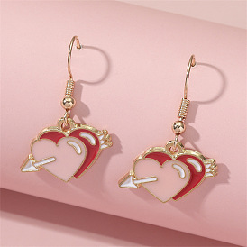 Double the Love with Pink Overlapping Heart Earrings - Fashionable and Sweet Ear Hooks