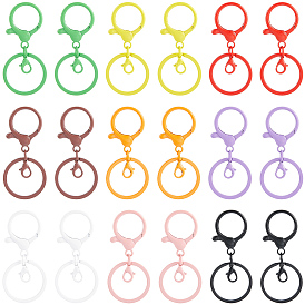 36Pcs 9 Colors Baking Painted Zinc Alloy Lobster Claw Clasps, Keychain Clasp Findings