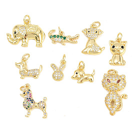 Латунные микропаве прозрачные подвески с фианитом, долговечный, стойки покрытие, без свинца и без кадмия, реальный 18 k позолоченный