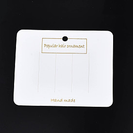Cardboard Hair Clip Display Cards, Rectangle with Word Popular Hair Ornament