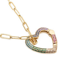 Hip Hop Punk Style Zirconia Peach Heart Pendant Necklace Jewelry