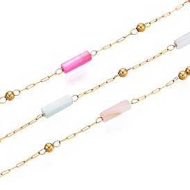 Цепочки из бисера ручной работы, с 304 нержавеющей стали, для ожерелья браслеты решений, ионное покрытие (ip), пайки, с катушкой