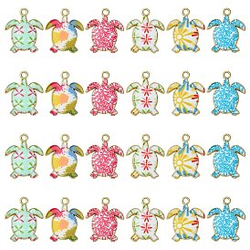 30 шт 6 стили подвески из сплава эмали, золотой свет, черепаховый шарм