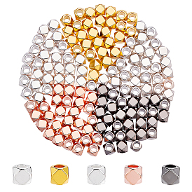 150 шт. 5 цвета латунных дистанционных бусин, граненые, многоугольник