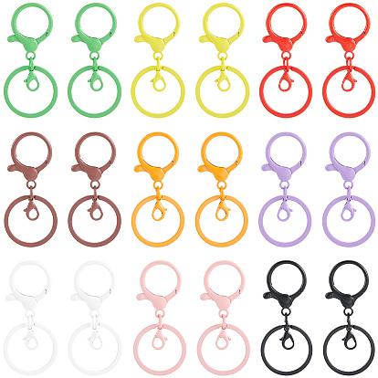 36Pcs 9 Colors Baking Painted Zinc Alloy Lobster Claw Clasps, Keychain Clasp Findings
