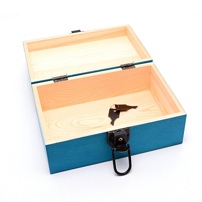 Caja de madera de pino, con patrón de palabra vintage y llaves de hierro, caja de almacenaje, Rectángulo