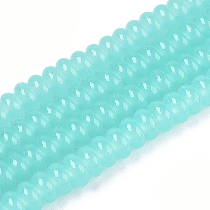 Imitation Jade Glass Beads Strands, Rondelle