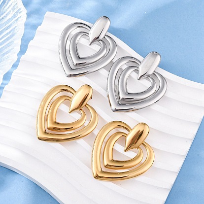 304 из нержавеющей стали серьги, сердце, ионное покрытие (ip)