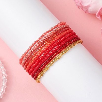 8шт. стеклянные бусины эластичные браслеты для женщин, круглые, градиент цвета