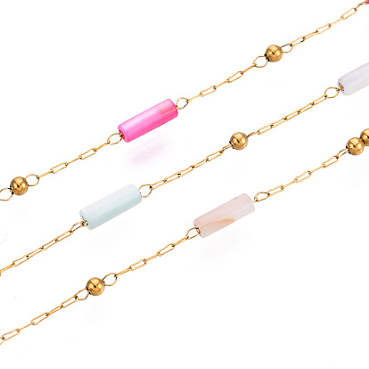 Цепочки из бисера ручной работы, с 304 нержавеющей стали, для ожерелья браслеты решений, ионное покрытие (ip), пайки, с катушкой