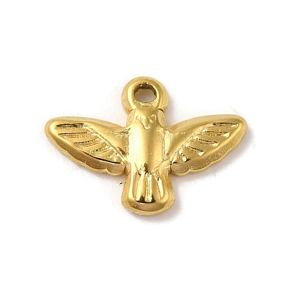 Placage ionique (ip) 304 breloques en acier inoxydable, charme d'oiseau