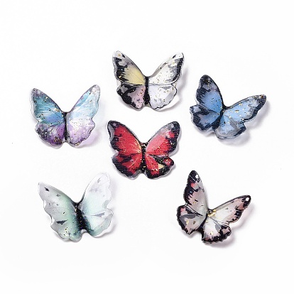 Transparent Resin Cabochons, with Gold Foil, Butterfly