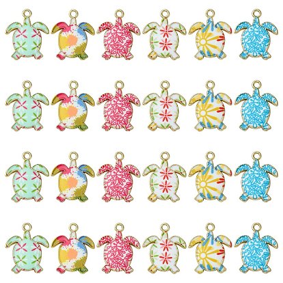 30 шт 6 стили подвески из сплава эмали, золотой свет, черепаховый шарм