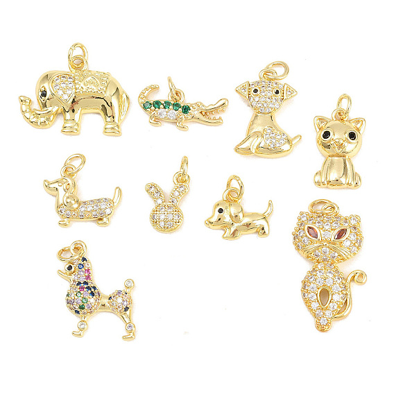 Латунные микропаве прозрачные подвески с фианитом, долговечный, стойки покрытие, без свинца и без кадмия, реальный 18 k позолоченный