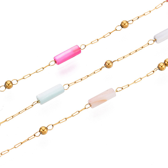 Цепочки из бисера ручной работы, с 304 нержавеющей стали, для ожерелья браслеты решений, ионное покрытие (ip), пайки, с катушкой