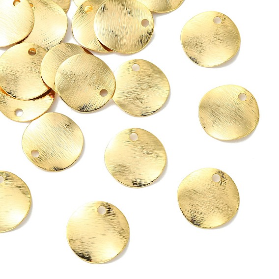 SHEGRACE Brass Pendants, Round Charms, Stamping Blank Tag, Brushed Finish, Cadmium Free & Lead Free & Nickel Free