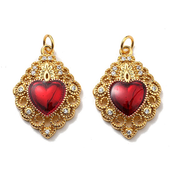 Покрытие стойки, подвески из латуни AAA с фианитом, с эмалью, без свинца и без кадмия, долговечный, сердце