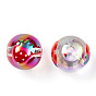 UV Plating Transparent Acrylic Beads, with Enamel, Round with Fruit Pattern