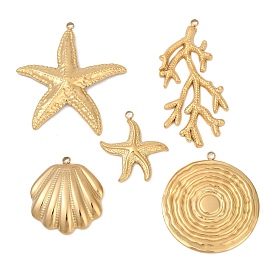 304 подвески из нержавеющей стали, ионное покрытие (ip), очарование морского организма, реальный 18 k позолоченный