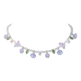 Стеклянные ожерелья из бисера с драгоценными камнями, украшения для женщин, цветок