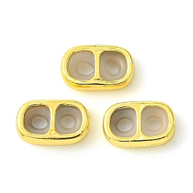 Rack Plating Brass with Plastic Slide Charms, Long-Lasting Plated, Lead Free & Cadmium Free, Oval