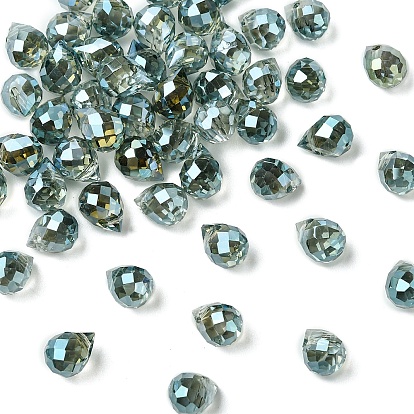 50 шт. Гальванические стеклянные бусины, слеза, с покрытием цвета радуги, граненые