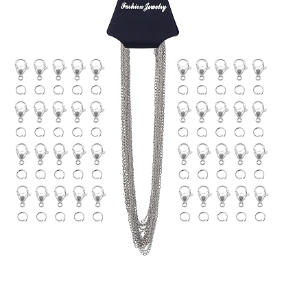 DIY Jewelry Sets, with 304 Stainless Steel Jump Rings, Lobster Claw Clasps and Soldered Curb Chains