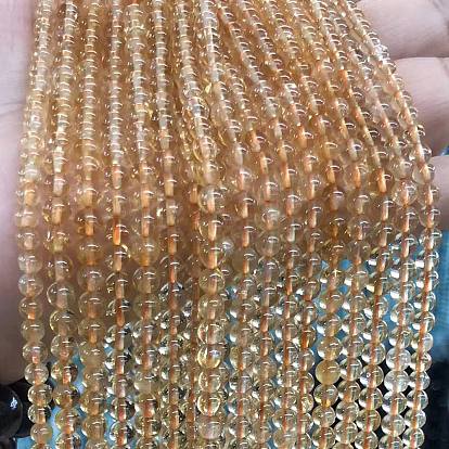 Heated Natural Citrine Beads Strands, Round