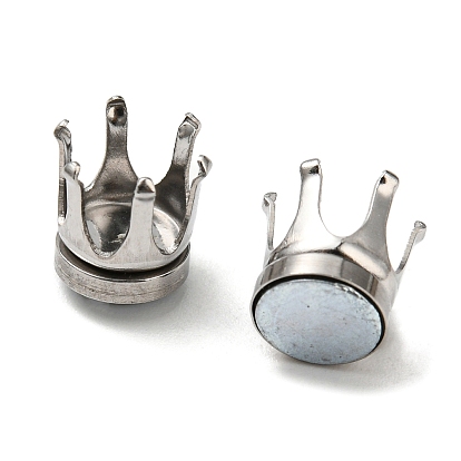 304 Stainless Steel Clip-on Earring Finding, with Magnet, Crown Claw Tray Setting