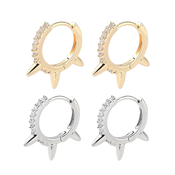 Латунные микро проложить серьги обруча кубического циркония, шип