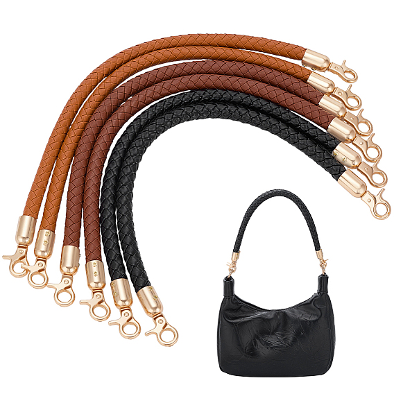 6шт. 3 цветов, плетеные круглые ручки для сумок из искусственной кожи, Сплав с застежками, золотые