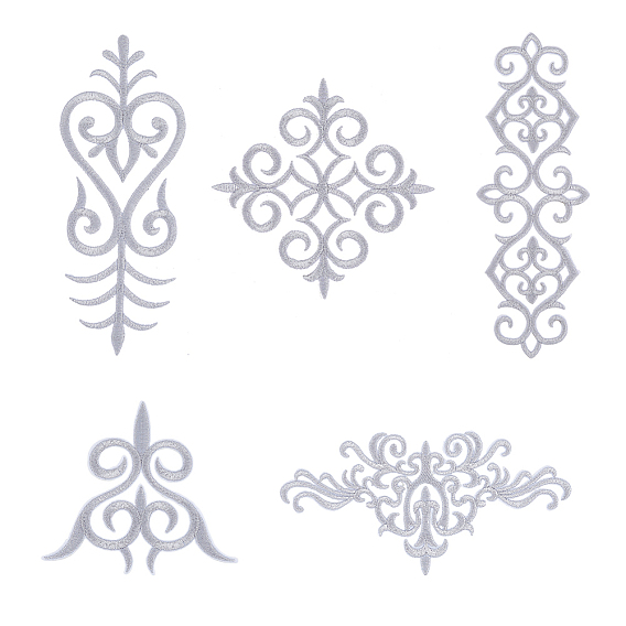 10 шт 5 стиль полиэстер компьютерная вышивка приклеивание/пришивание заплатки, аппликации с вышивкой металлическими нитками в этническом стиле, с клейкой спинкой