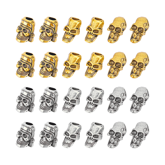 24шт 6 стили сплав EDC европейские бусины, бусины из парашютной нити, бусины с большим отверстием, ремешок для ножа, брелок-браслет, череп